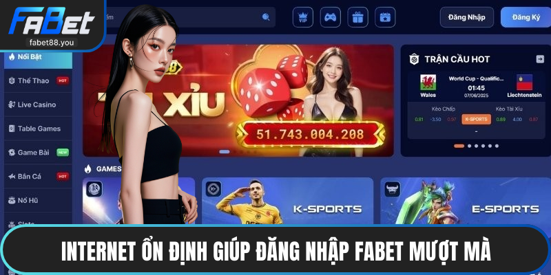Internet ổn định giúp đăng nhập FABET mượt mà